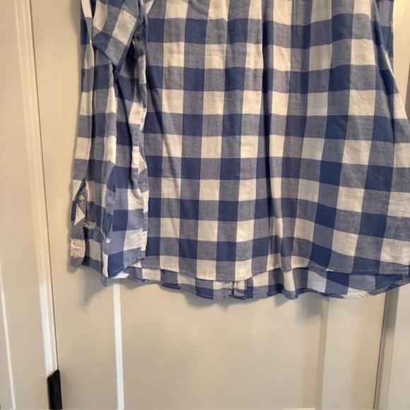 NWOT J. Crew Factory Blue & White Plaid XL Flannel Button Women's Shirt - Picture 7 of 10